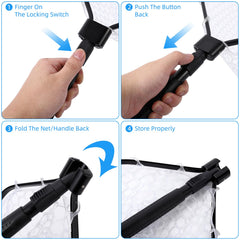 Lightweight trout net with handle for landing fish