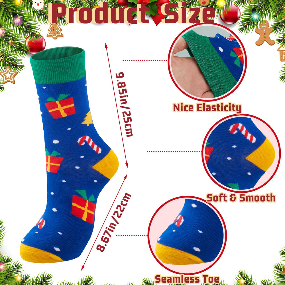 Close-up of Liitrsh Christmas knit beanie hats and crew socks