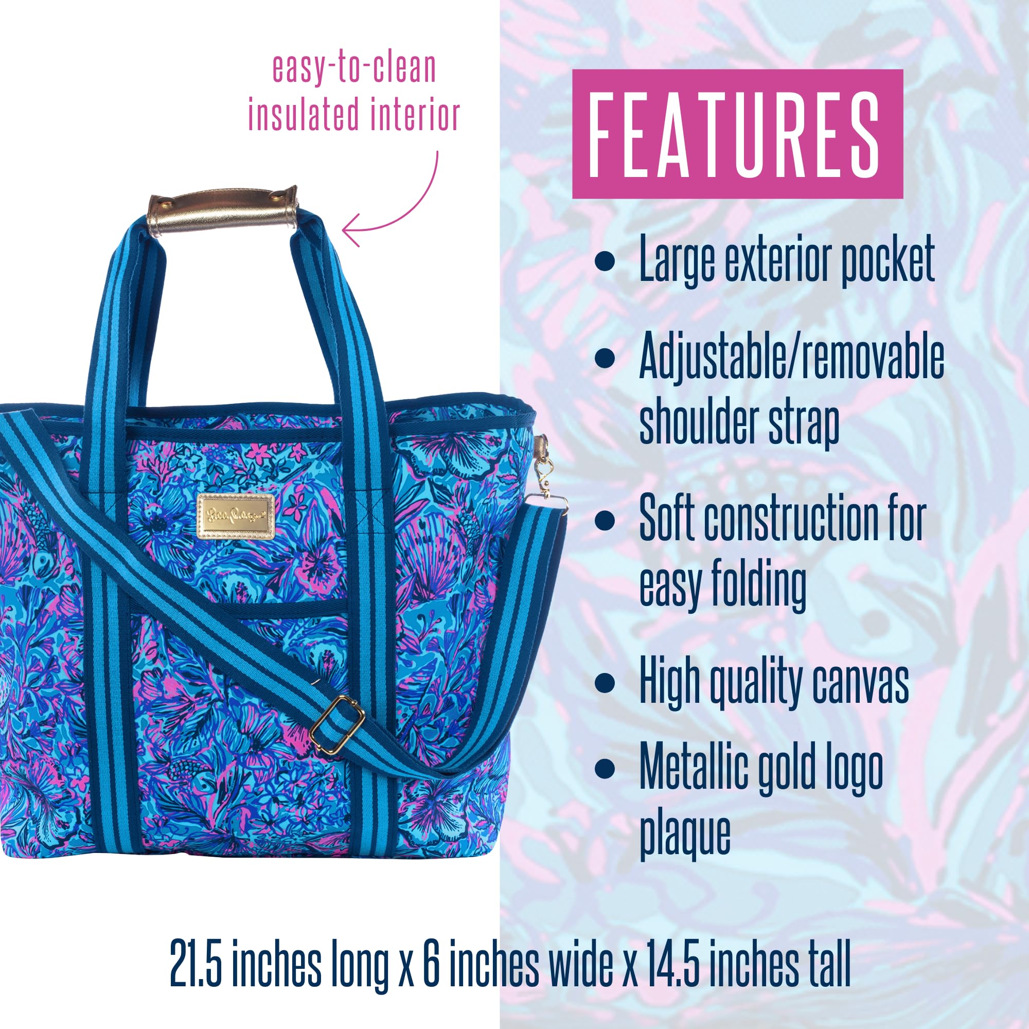 Lilly Pulitzer insulated interior close view emphasizes temperature-safe storage on trips.
