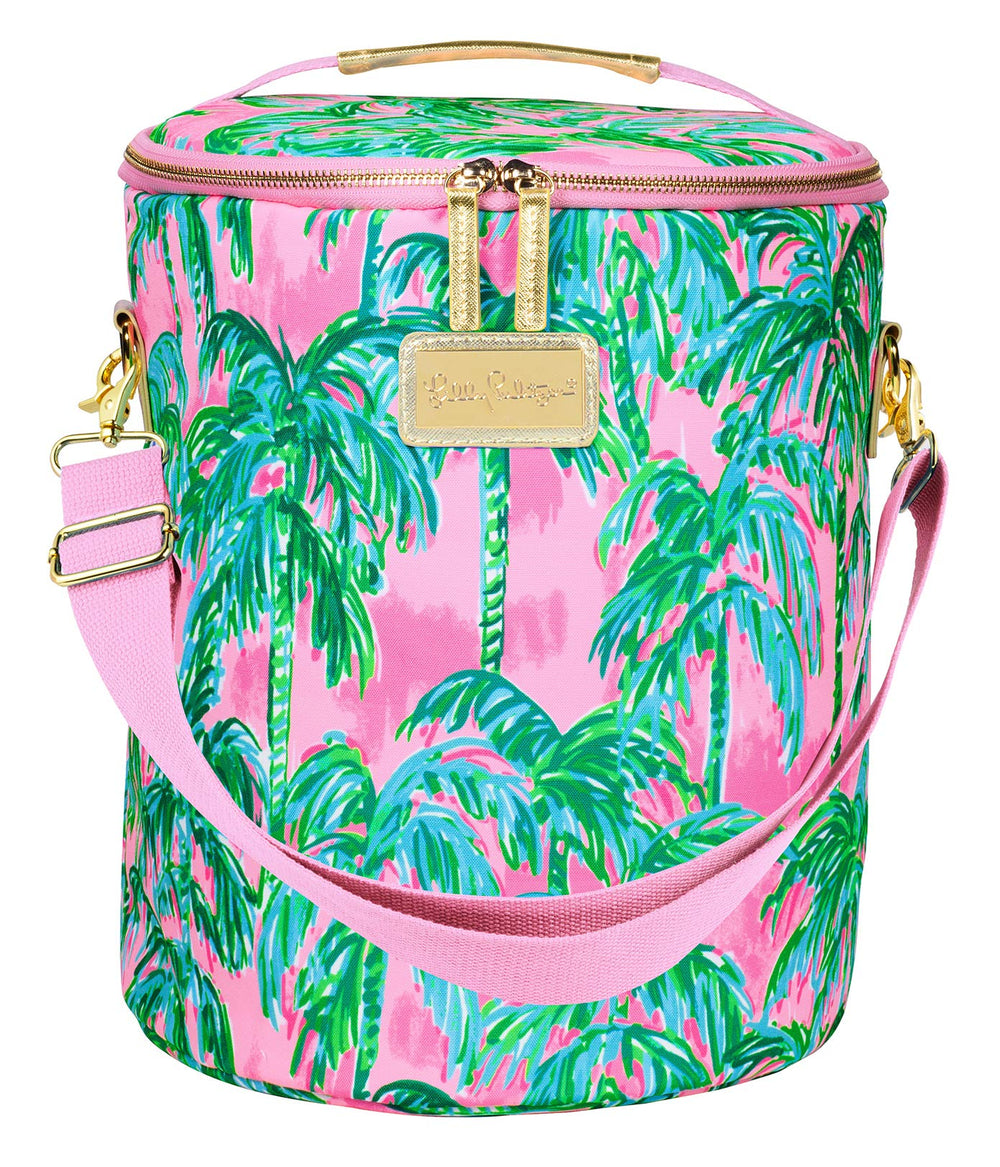 Lilly Pulitzer pink/green Suite Views cooler interior keeps items cool and easy to wipe clean.