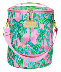 Lilly Pulitzer pink/green Suite Views cooler interior keeps items cool and easy to wipe clean.