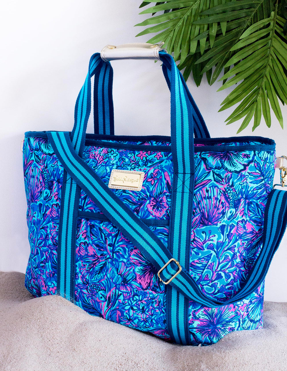 Lilly Pulitzer Shells N Bells print close-up highlights vibrant design for summer picnics.