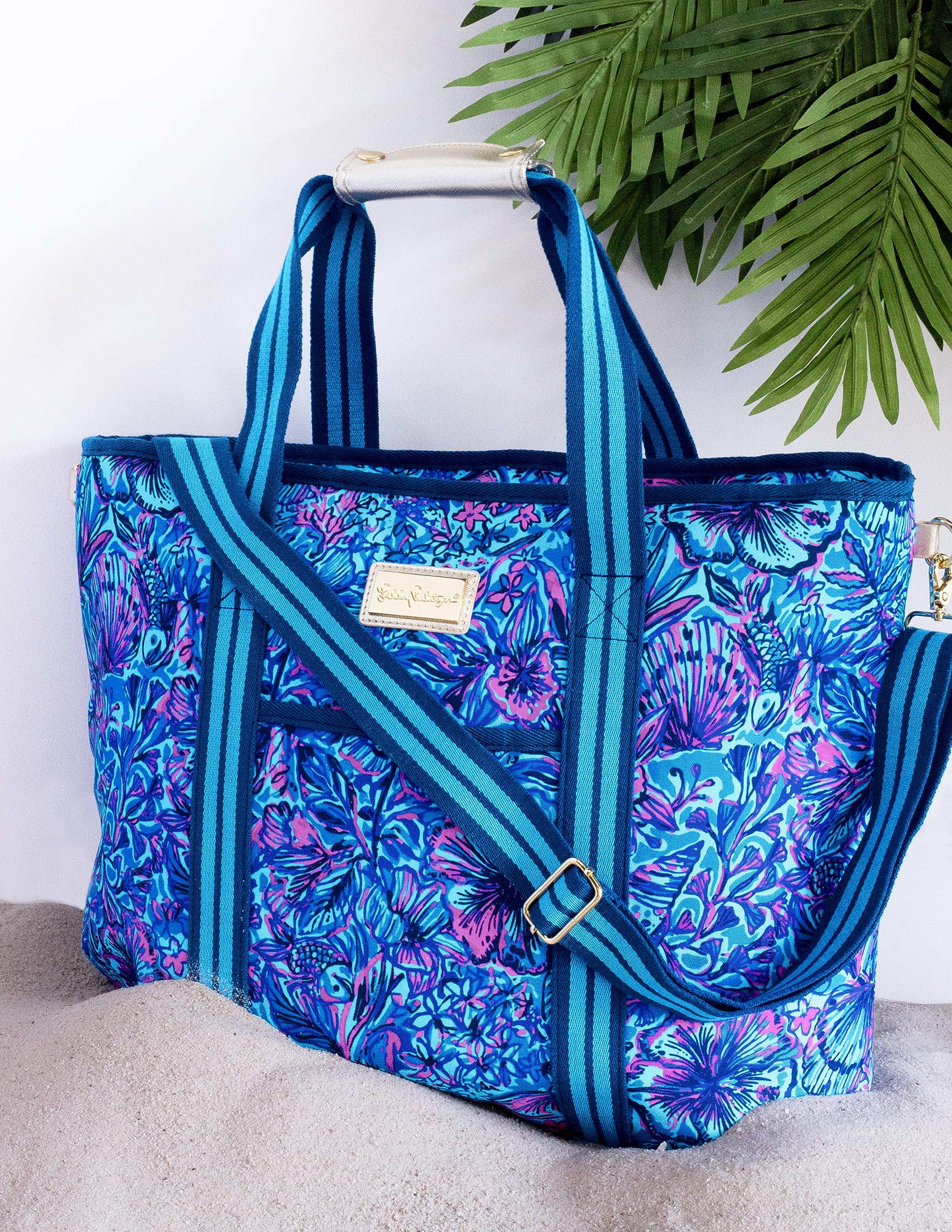 Lilly Pulitzer Shells N Bells print close-up highlights vibrant design for summer picnics.