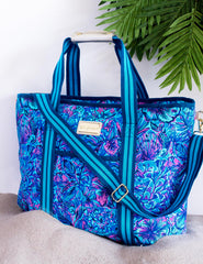 Lilly Pulitzer Shells N Bells print close-up highlights vibrant design for summer picnics.