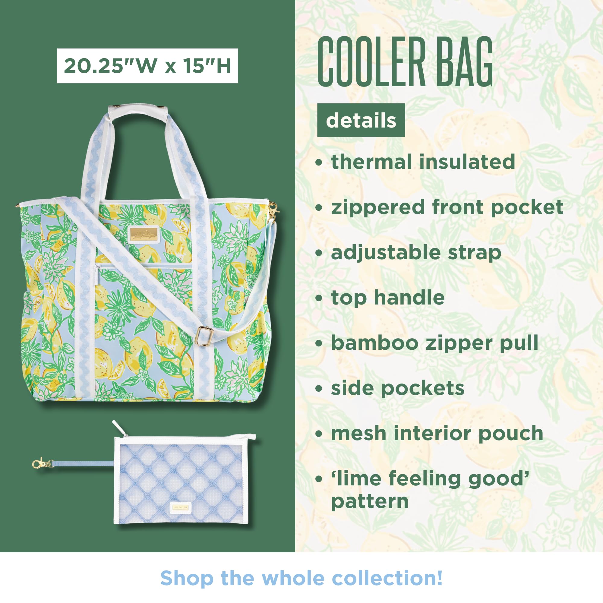 Lilly Pulitzer yellow picnic cooler insulated lining helps keep drinks cold during outings.