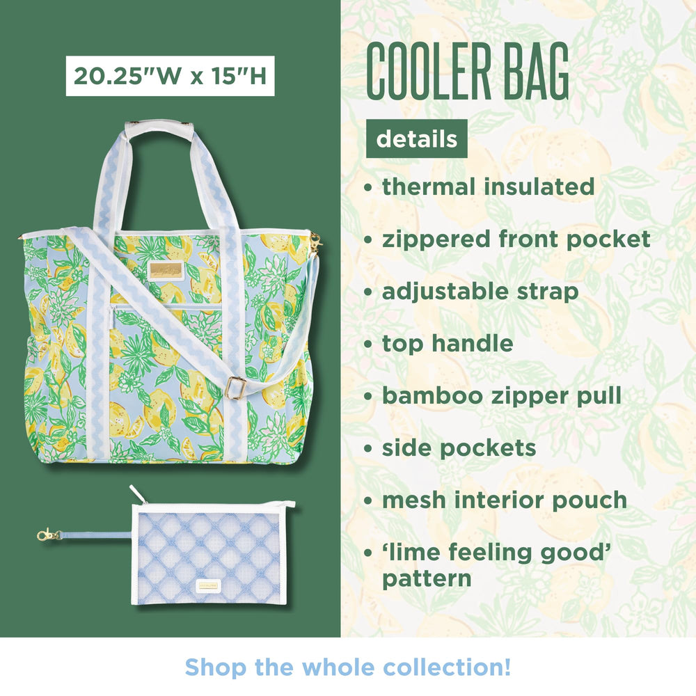 Lilly Pulitzer yellow picnic cooler insulated lining helps keep drinks cold during outings.