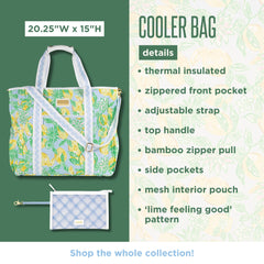 Lilly Pulitzer yellow picnic cooler insulated lining helps keep drinks cold during outings.