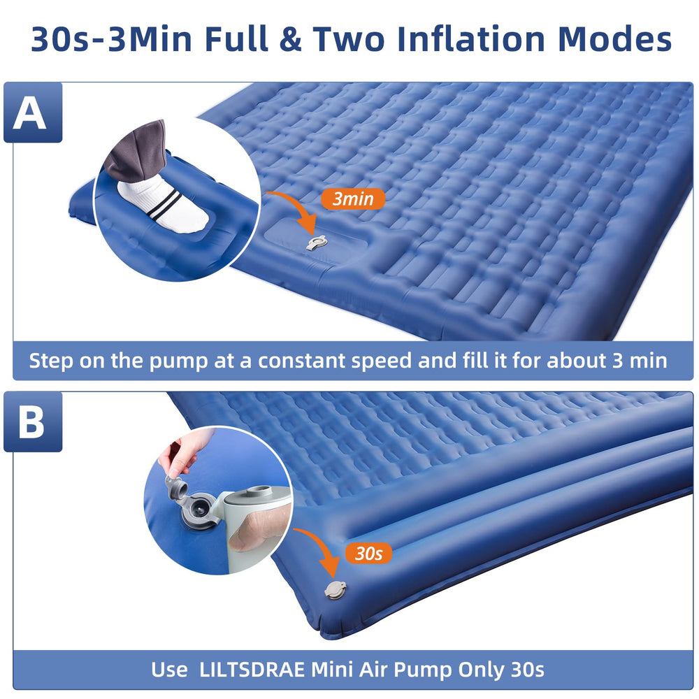 LILTSDRAE 5-inch thick sleeping pad cushions uneven ground for better rest.