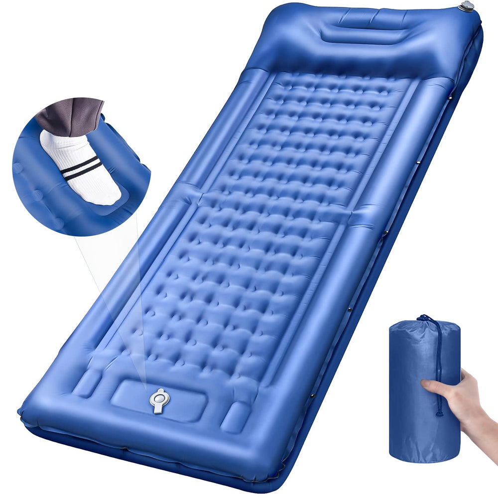 LILTSDRAE camping sleeping pad with built-in pump inflates quickly for easy setup.