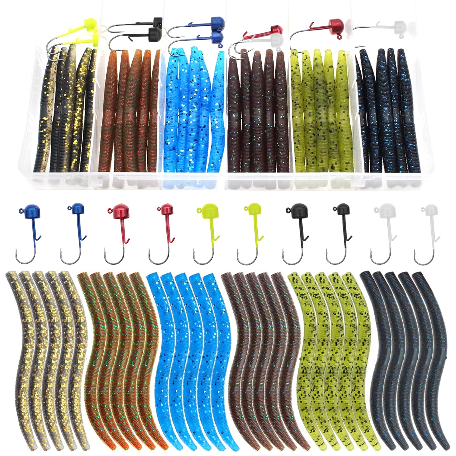 Lilureena 40 Pcs Senko Worms 3 inch soft lure kit main image