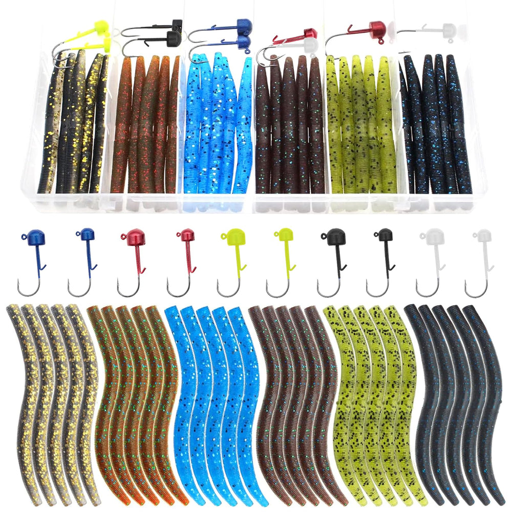 Lilureena 40 Pcs Senko Worms 3 inch soft lure kit main image