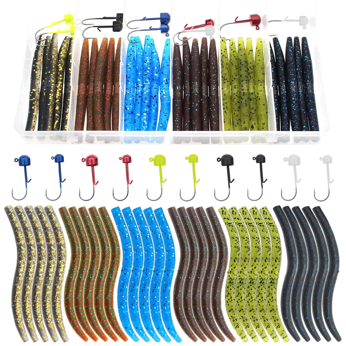Lilureena 40 Pcs Senko Worms 3 inch soft lure kit main image