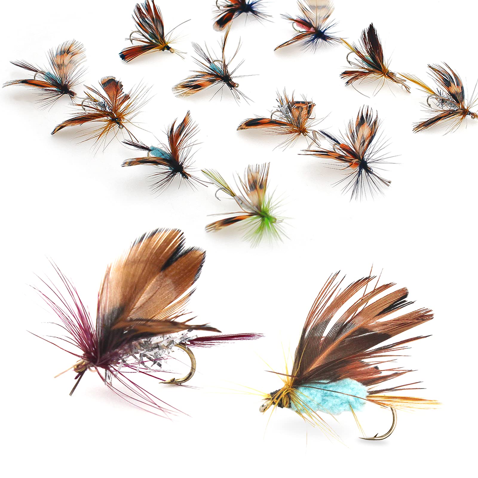 Lilureena 12 piece butterfly dry fly kit packaging close-up