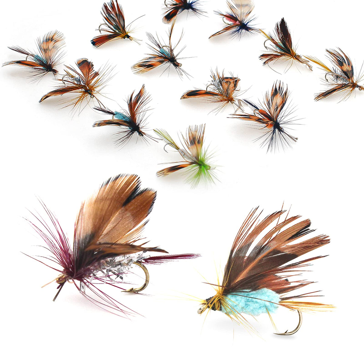 Lilureena 12 piece butterfly dry fly kit packaging close-up