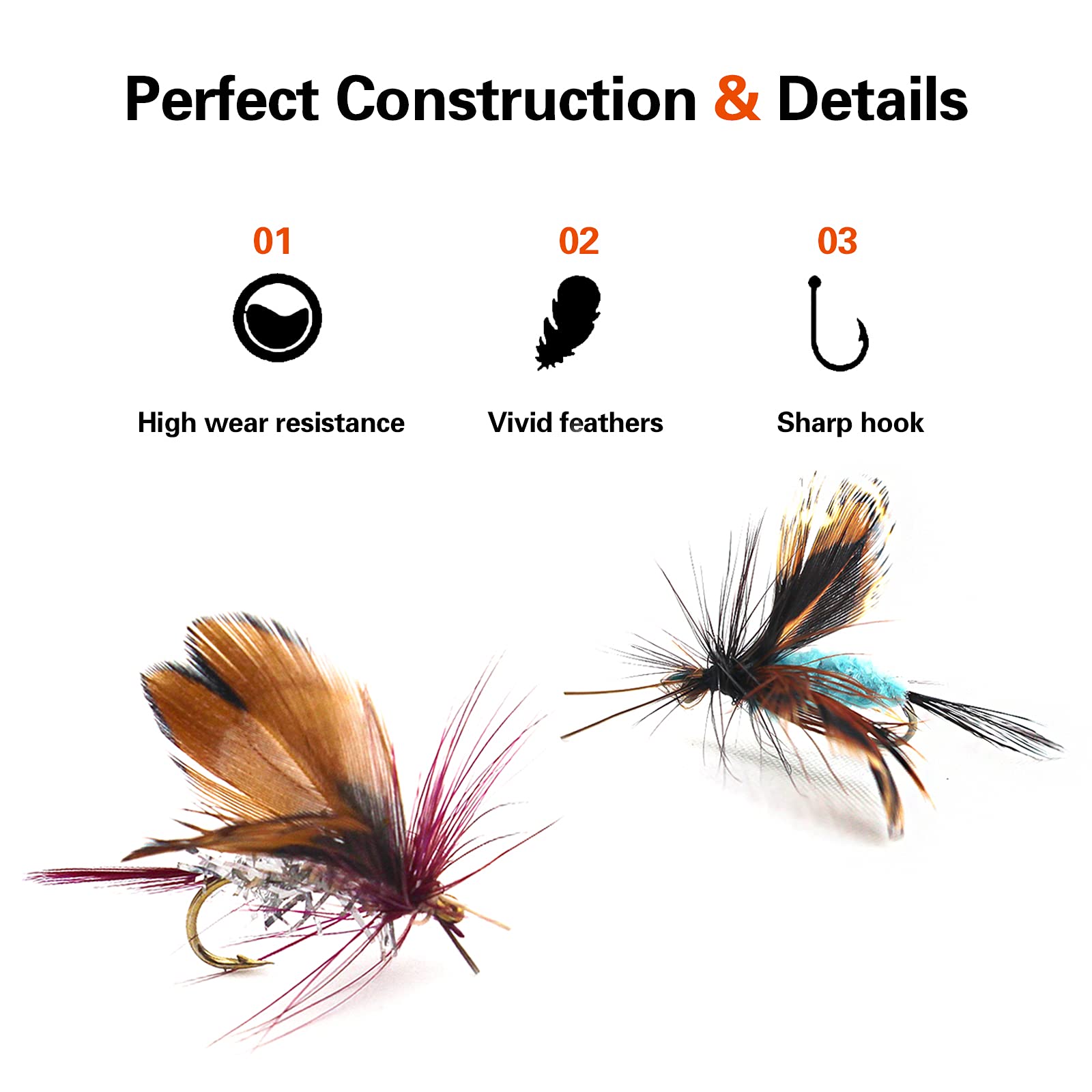 Dry flies landing softly on the water surface