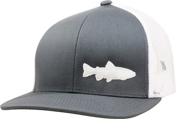 LINDO Trucker Hat Trout Fishing 2.0 in gray-white, simple style for outdoor wear