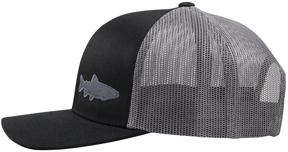 LINDO Trucker Hat Trout Fishing 2.0 side view, ideal for outdoor adventures.