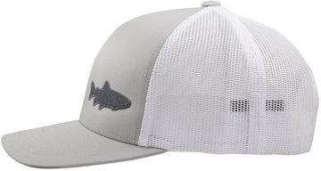 LINDO Trucker Hat Trout Fishing 2.0 back view shows branding-free design and breathable mesh.