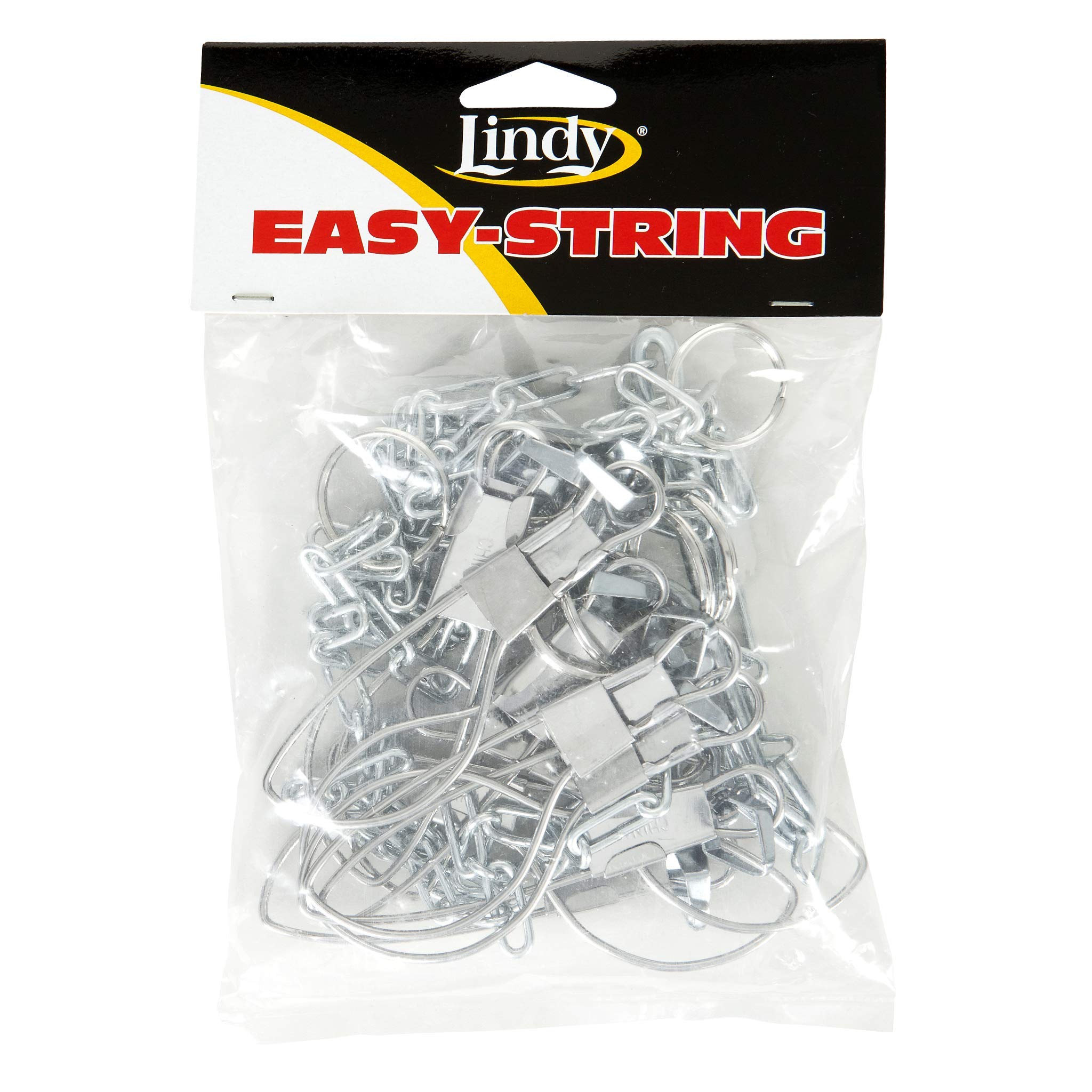 Close-up of Lindy Chain Stringers showing swivels and hooks