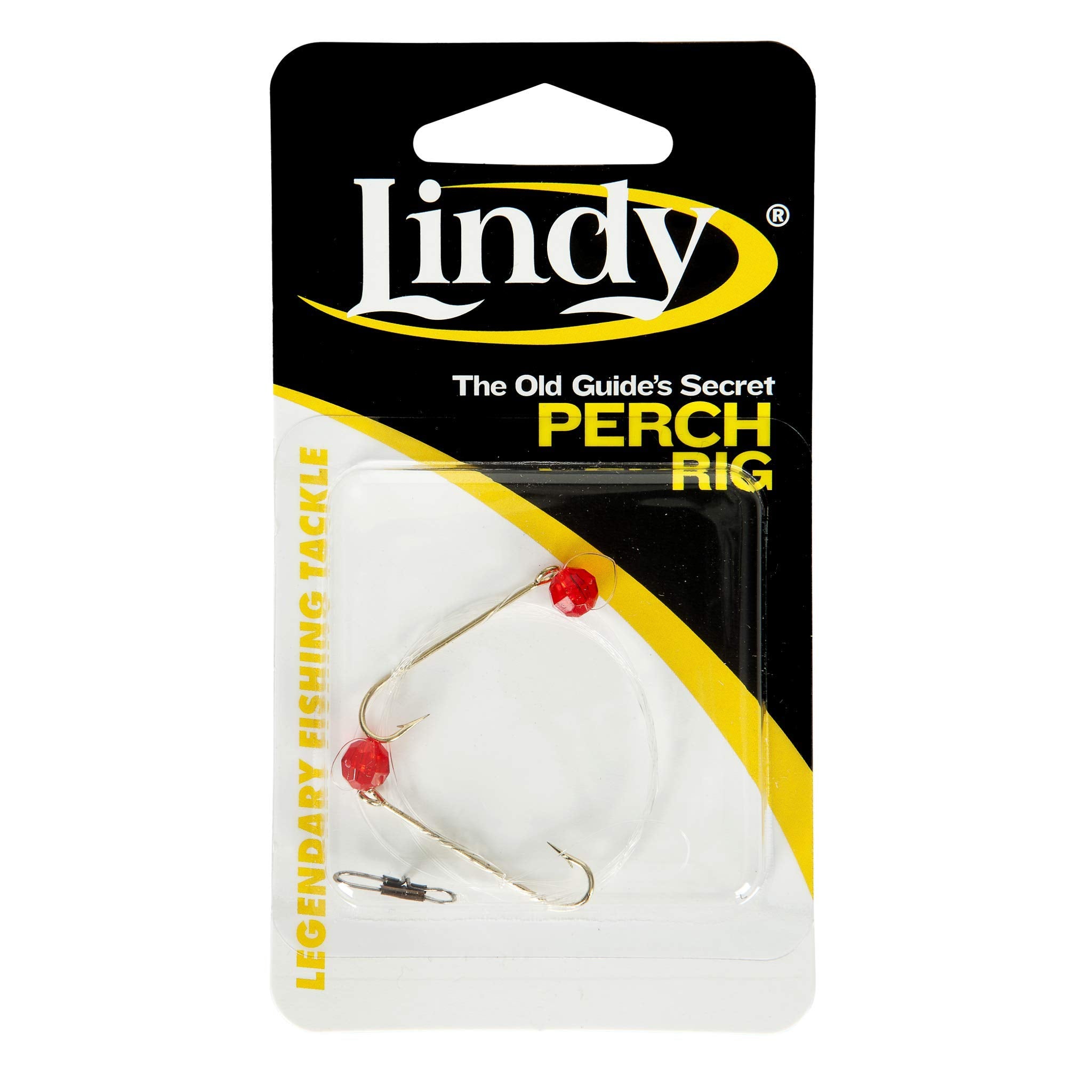 Lindy Old Guide's Secret Perch Rig Ruby Red components laid out for quick setup and durability