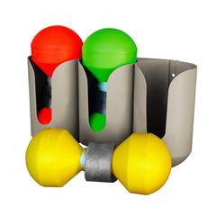 Lindy Tournament Marker Buoy Rack with barbell design resists drift in wind.