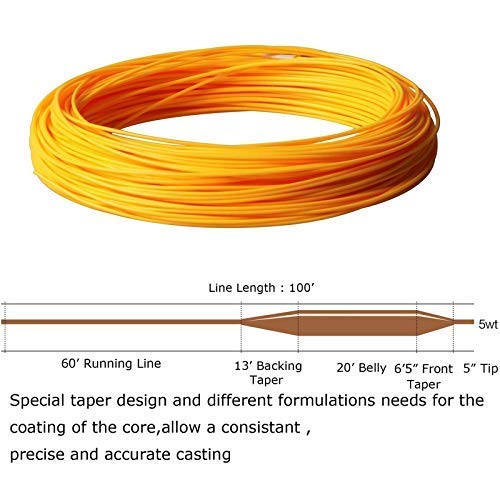 Weight-forward floating fly line for 3/5/8/9WT