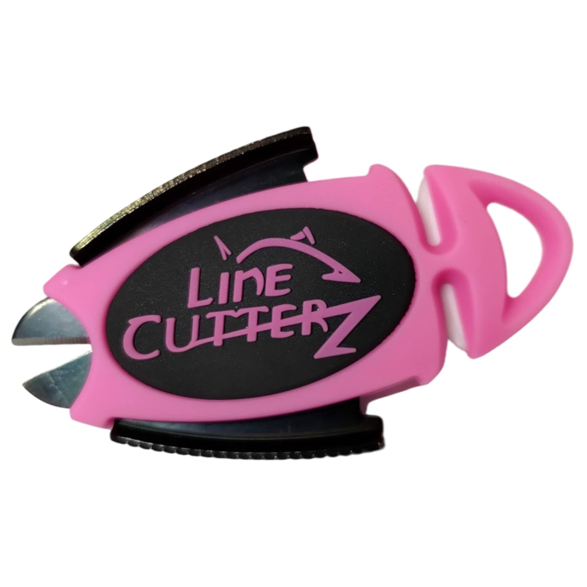 LINE CUTTERZ patented dual hybrid ceramic cutter in pink for precise knot cutting.