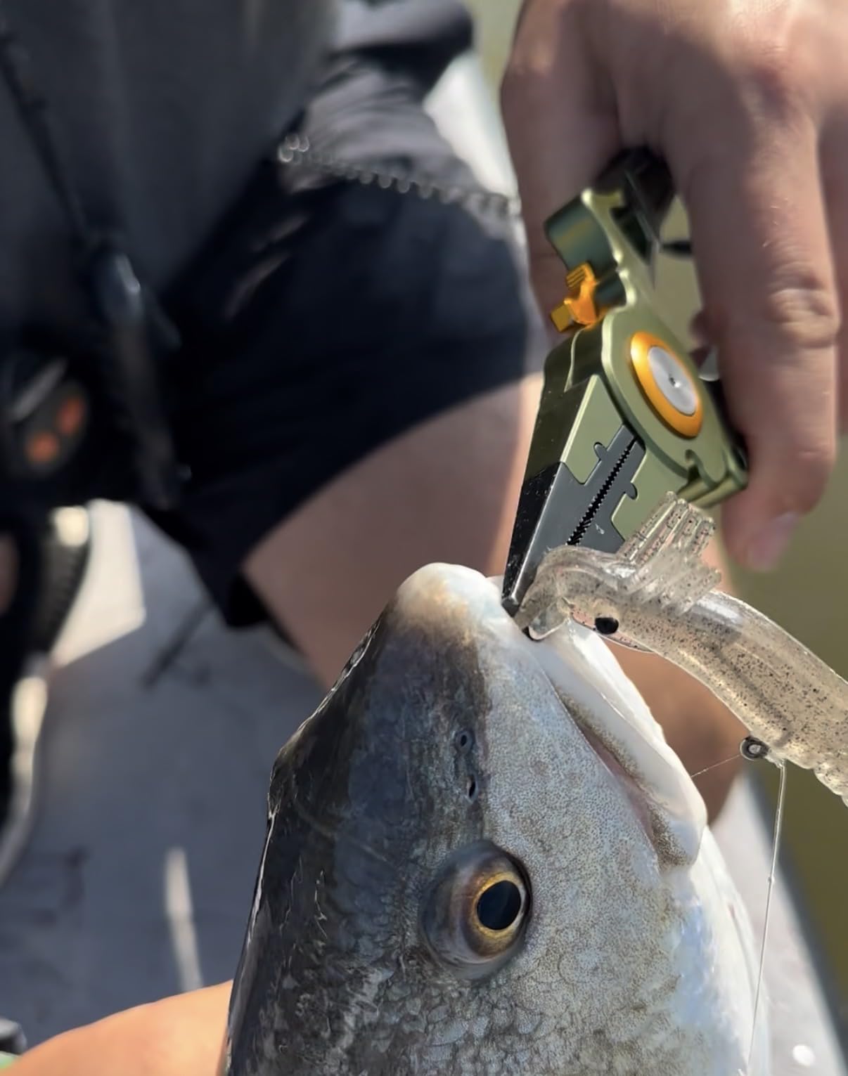 Line Cutterz Elite Pliers in rugged tackle box ready for saltwater adventures