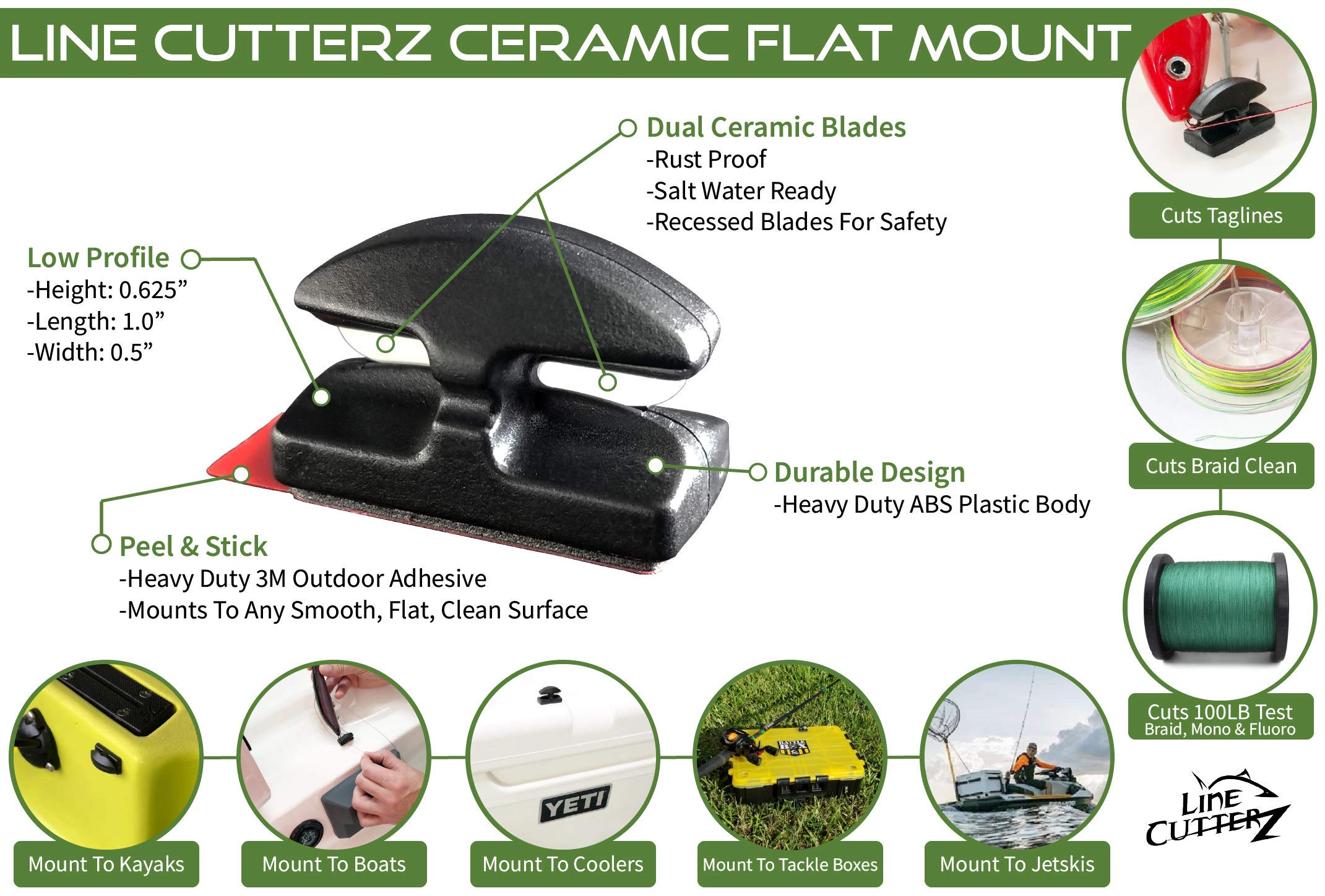 LINE CUTTERZ Triple Play mounted on kayak gear for versatile fishing setup