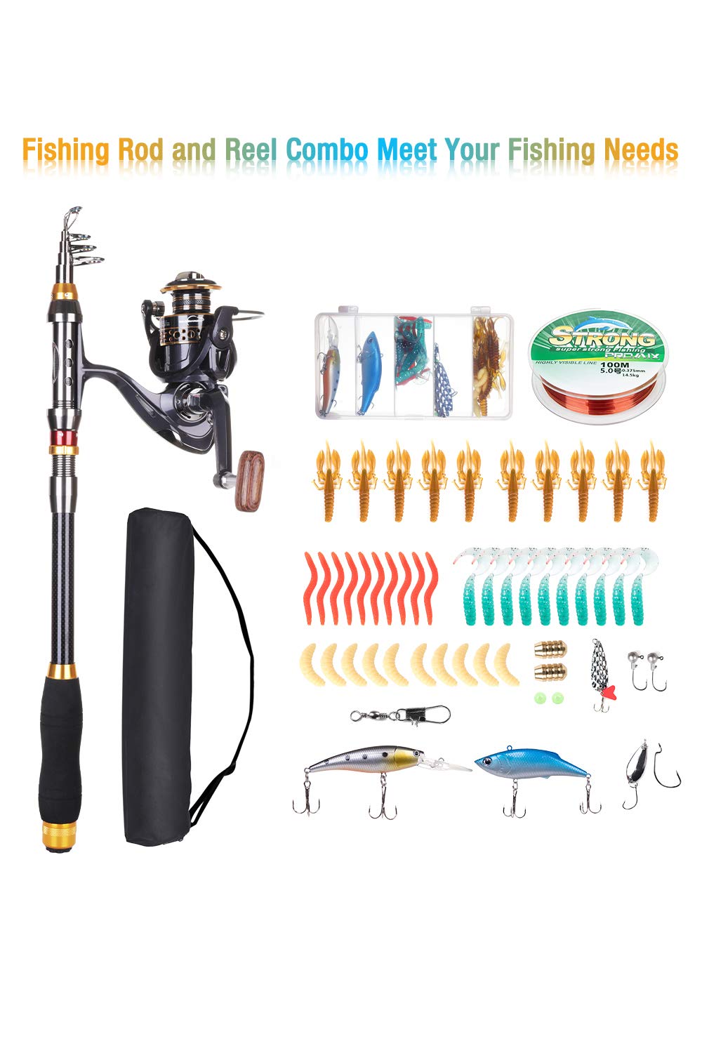 Full LineRike travel fishing kit layout