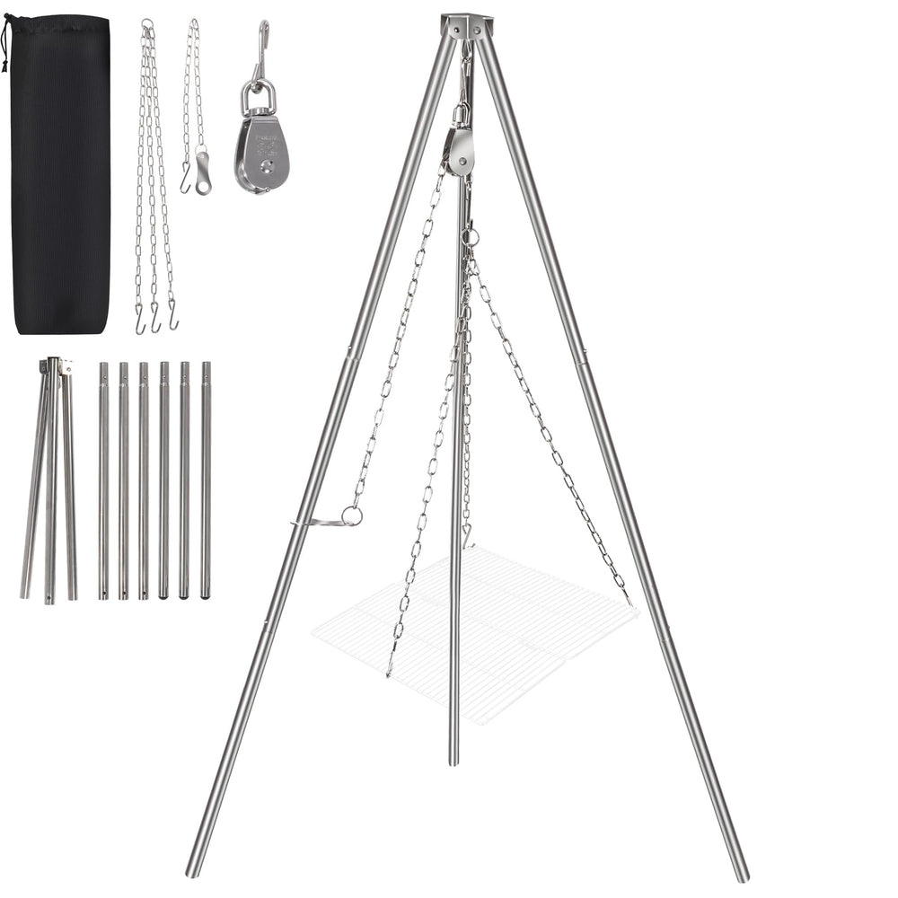 Lineslife Campfire Tripod assembly shows quick, tool-free setup for outdoor cooking