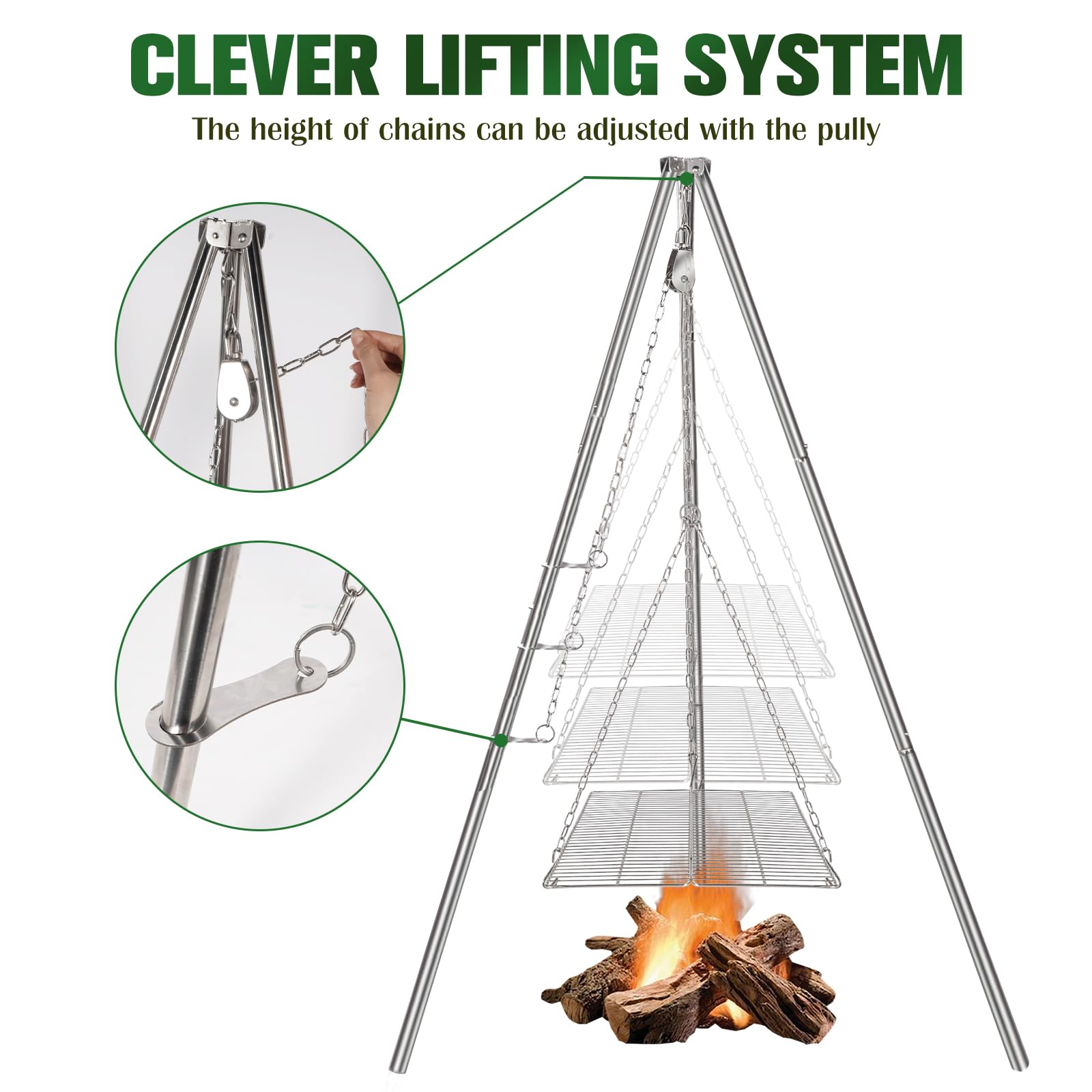 Lineslife Campfire Tripod Dutch oven cooking: stable, even heat for meals