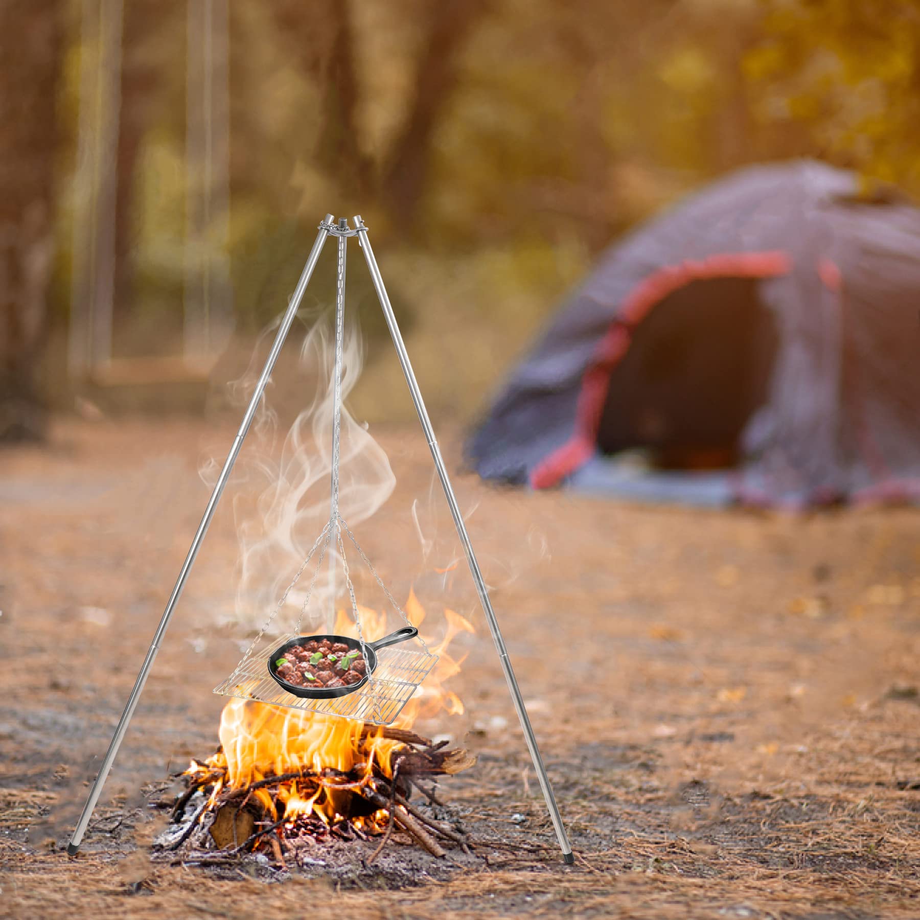 Lineslife campfire tripod-outdoor-bbq-camping use for trips and picnics