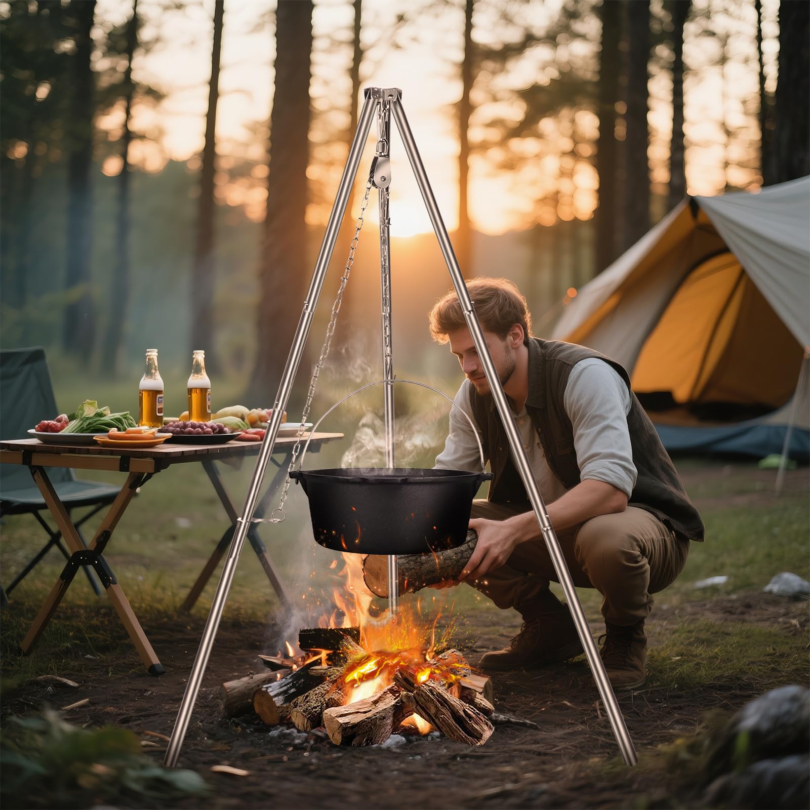 Lineslife Campfire Tripod portable design fits easily into a carry bag