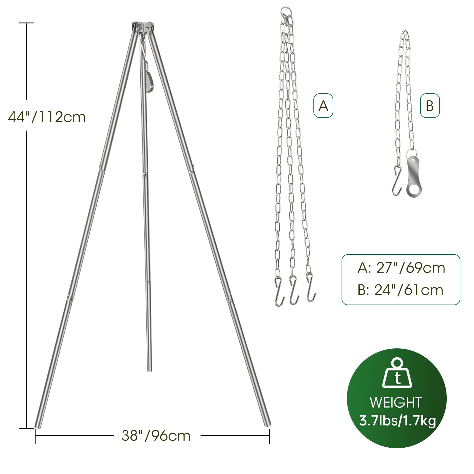 Lineslife Campfire Tripod push-button legs allow fast, tool-free setup