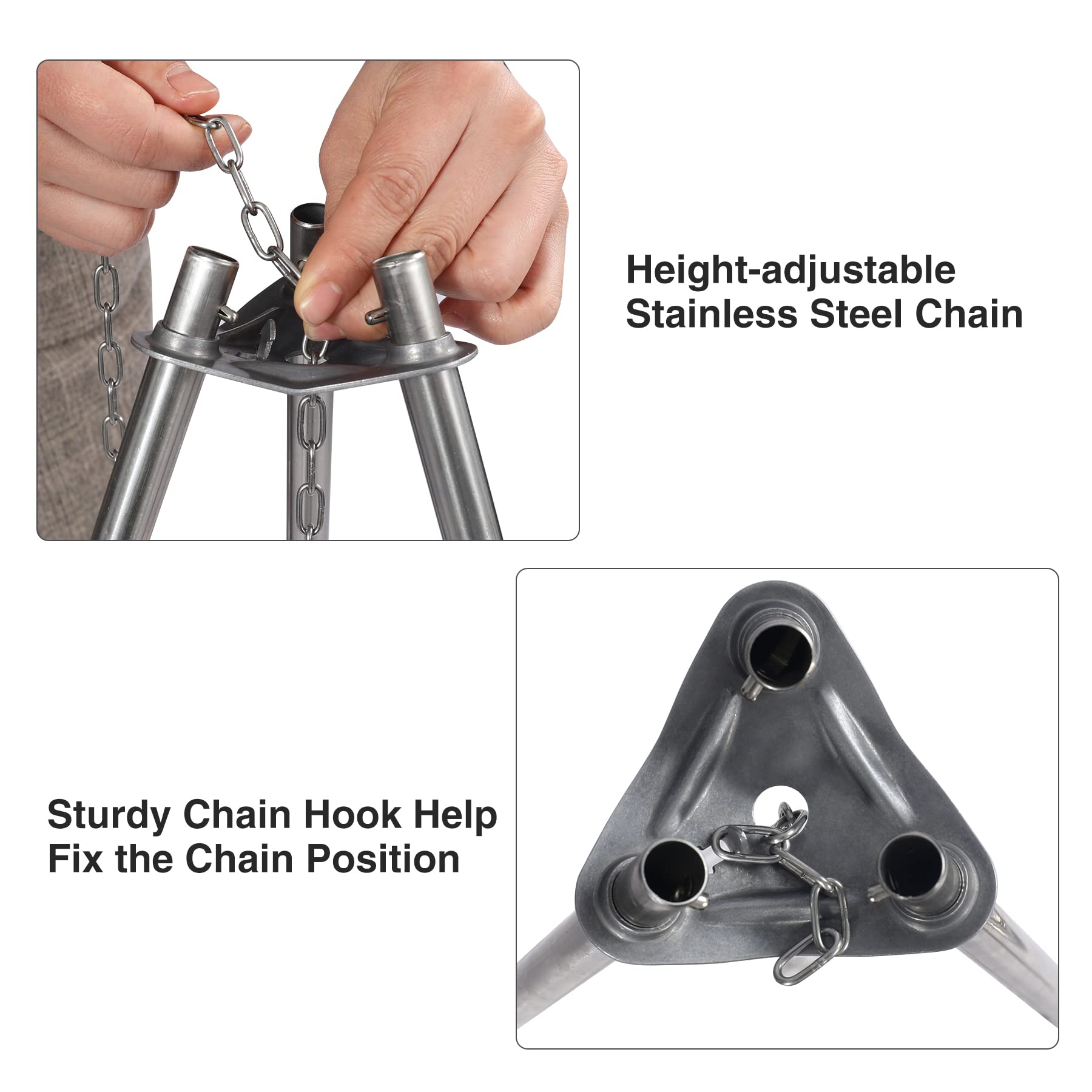 Lineslife campfire tripod-telescopic-buckles secure leg setup quickly