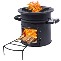 Lineslife camping rocket stove front view showing compact design for backpacking meals