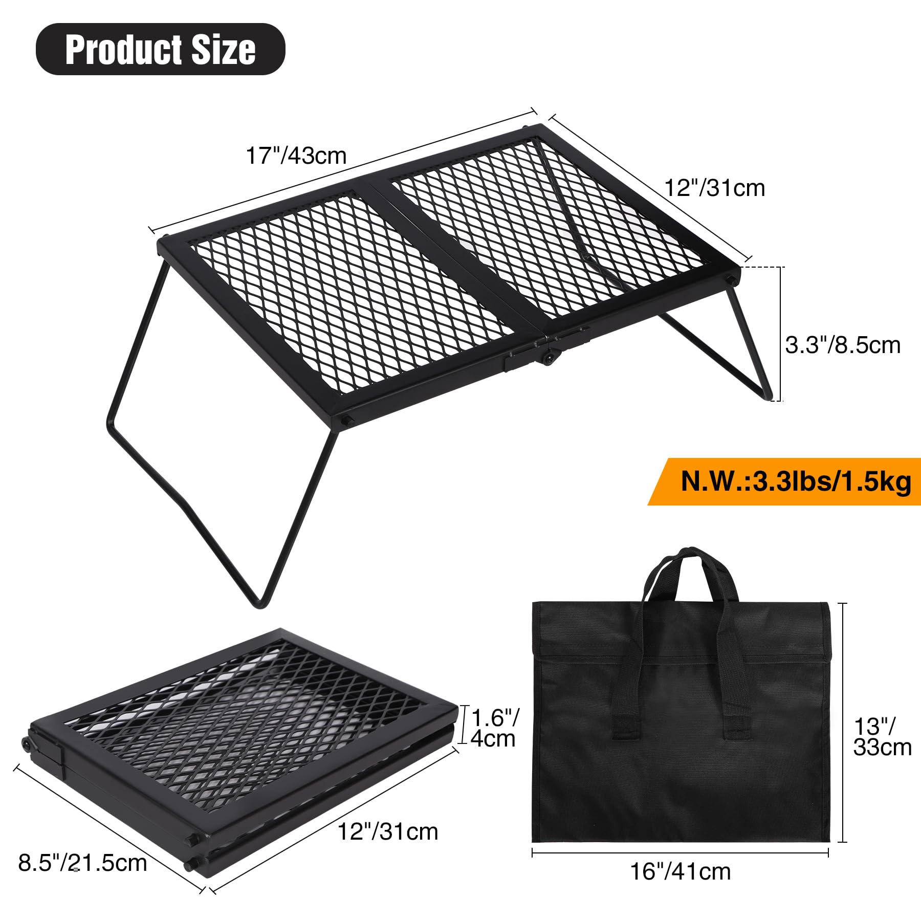 Lineslife portable steel camping grill grate for easy transport on trips.