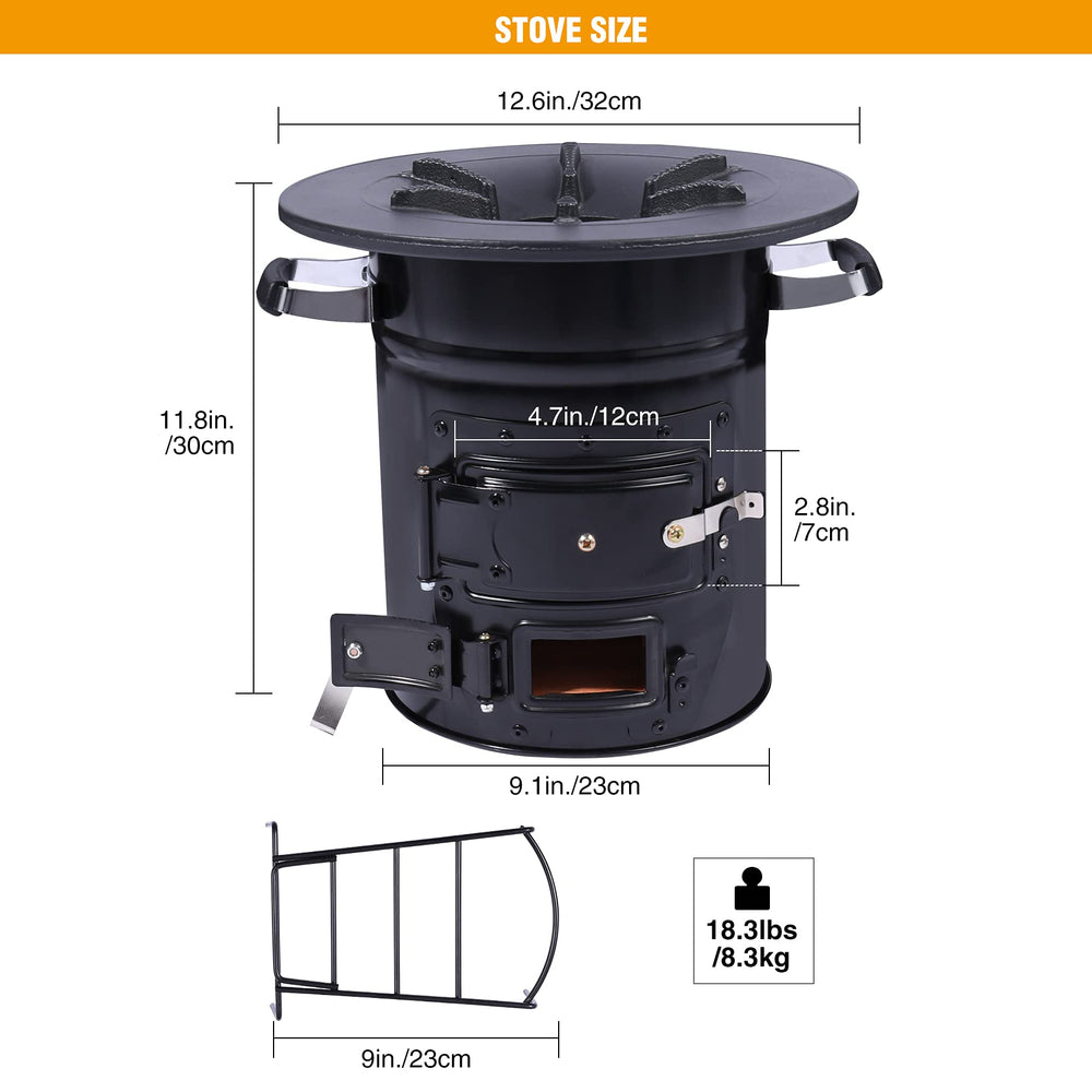Lineslife rocket stove top diameter 12-6-inch highlights ample cooking surface for pots.