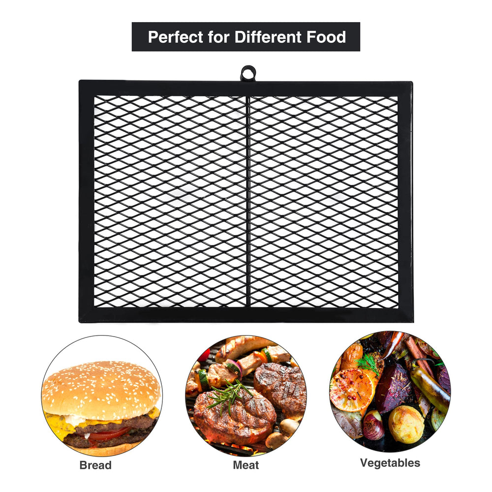 Lineslife Swivel Campfire Grill Grate cleaning-friendly steel for easy maintenance.