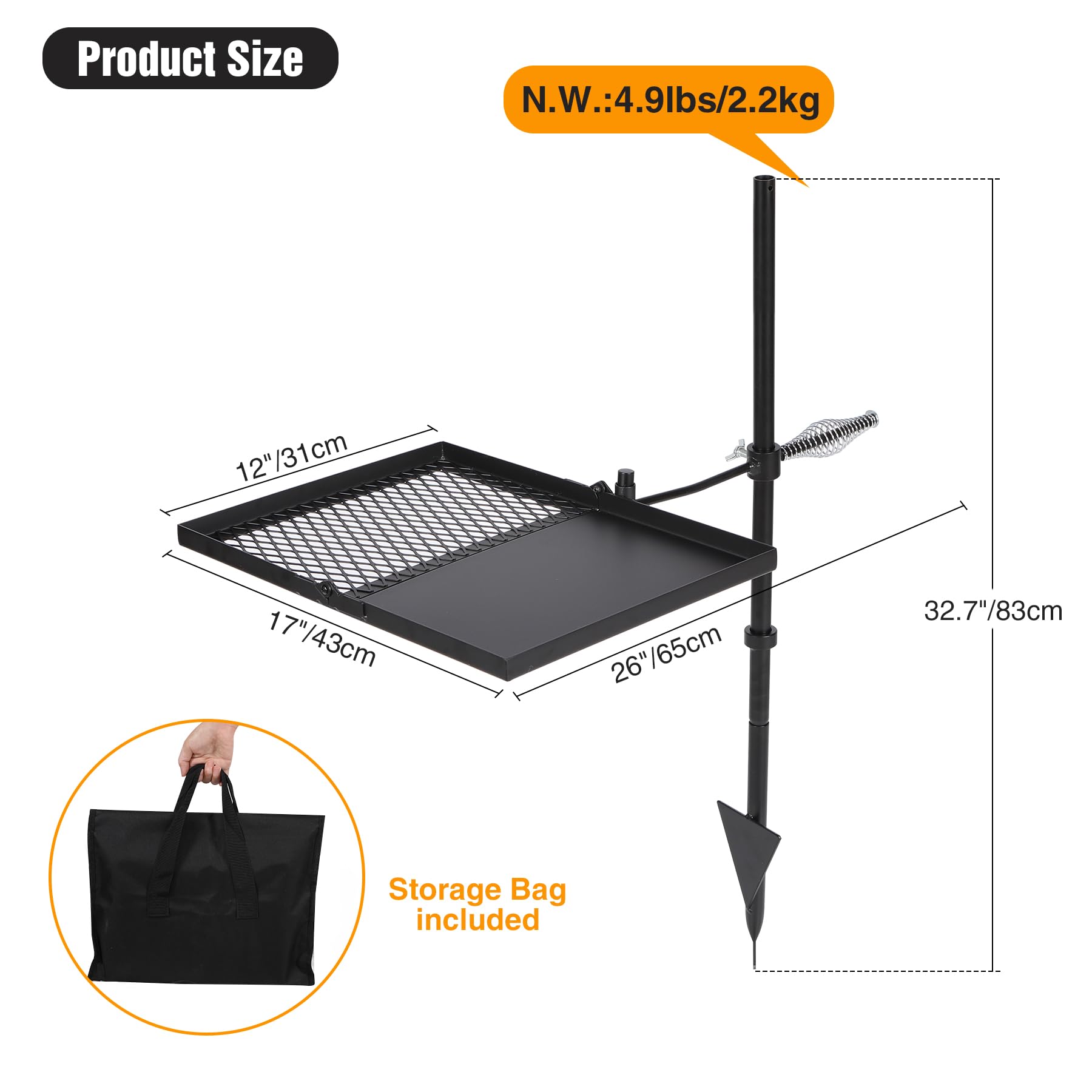 Lineslife folded grill fits compactly for easy transport and storage.