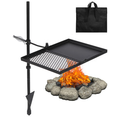 Lineslife swivel campfire grill grate in rectangle-black for versatile outdoor cooking.
