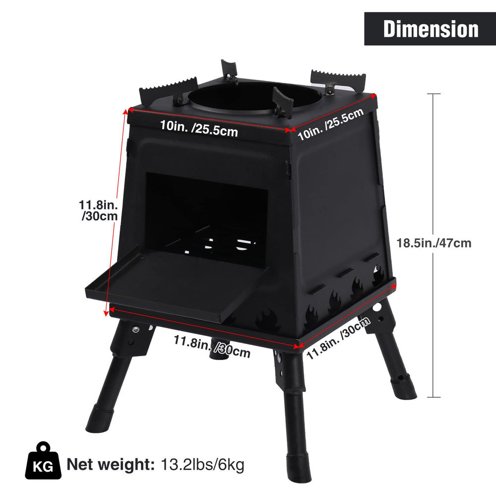 Lineslife wood-burning camp stove assembled with top view for pot compatibility