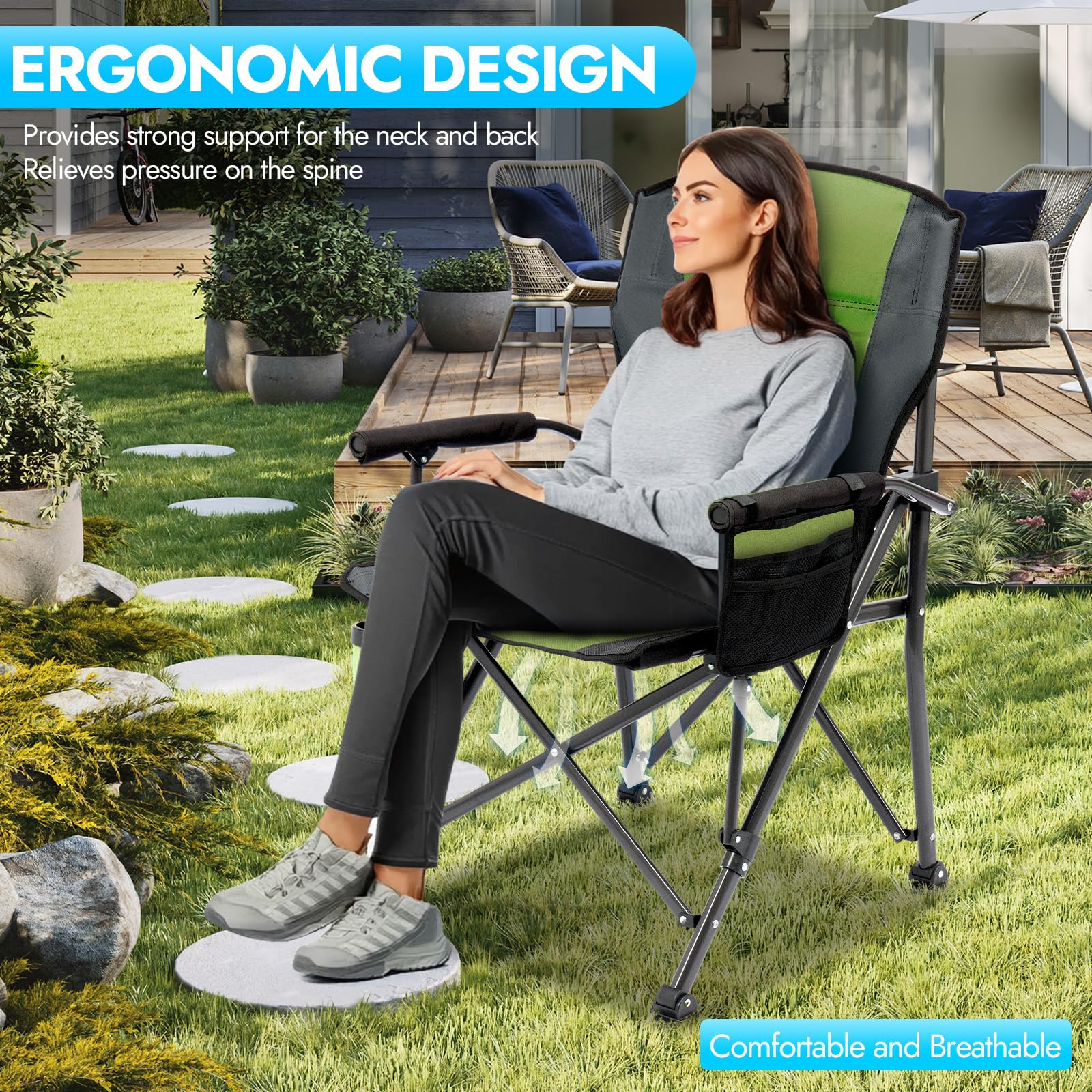 LING RONG 2-pack chair unfolded for quick setup on camping trips.