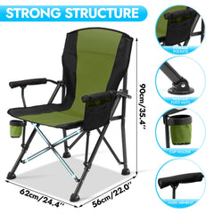 LING RONG 2-pack oversized folding camping chair side pocket visible for convenient storage.
