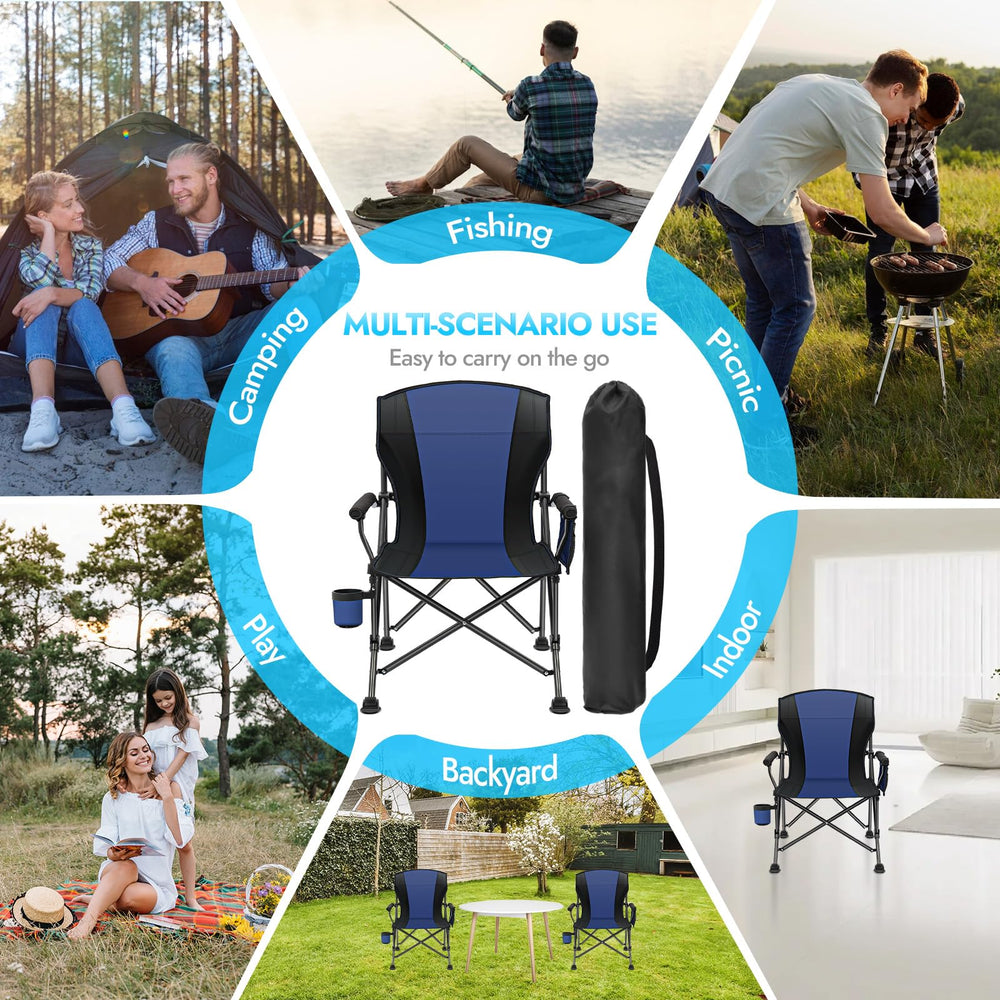 LING RONG wide seated chair with breathable fabric for long outdoor sessions.