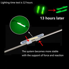 Close-up of glow stick tip on fishing rod