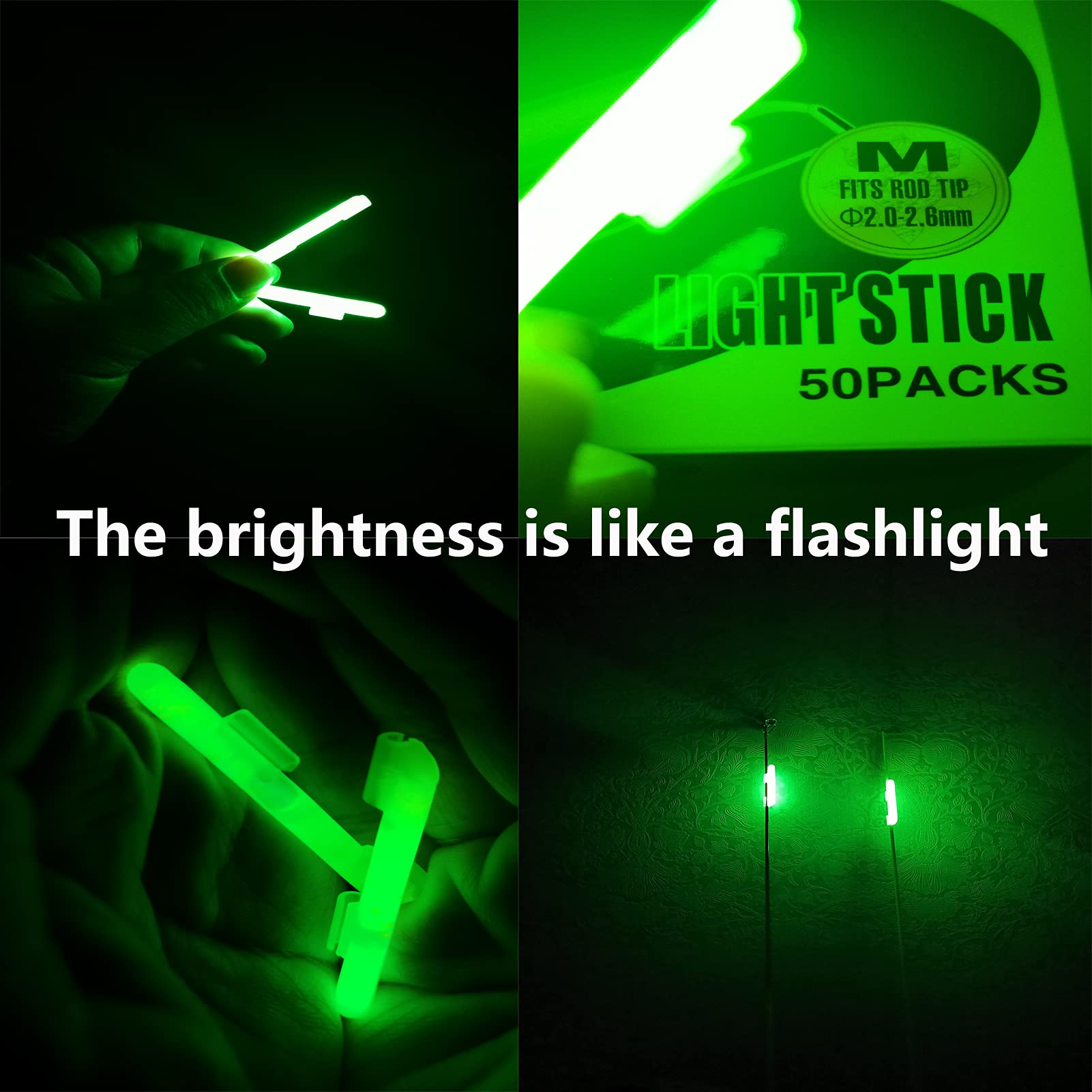 6 glow sticks displayed for product photography