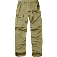 Linlon hiking pants convertible zip-off in khaki, ideal for quick shorts conversion during hikes.