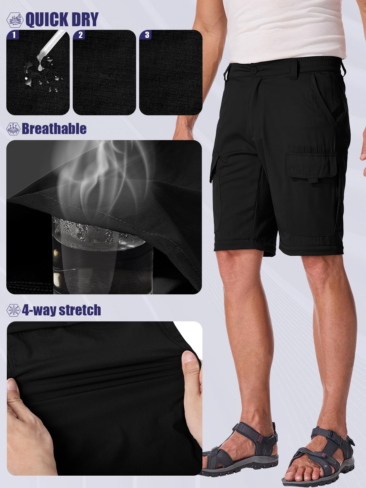 Linlon hiking pants fabric close-up highlighting durable nylon-spandex blend.